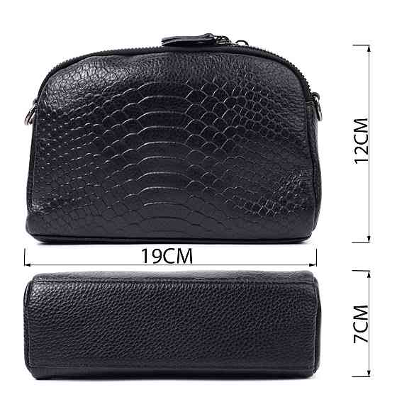 Компактна сумка для жінок на два відділення з натуральної шкіри Vintage 22799 Чорний Київ