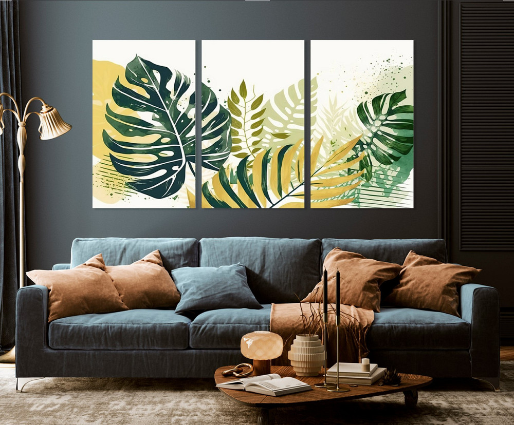 Модульна картина у вітальню/ спальню  Листя квітки    ART-123_3A 70х130 см Київ - фото 3