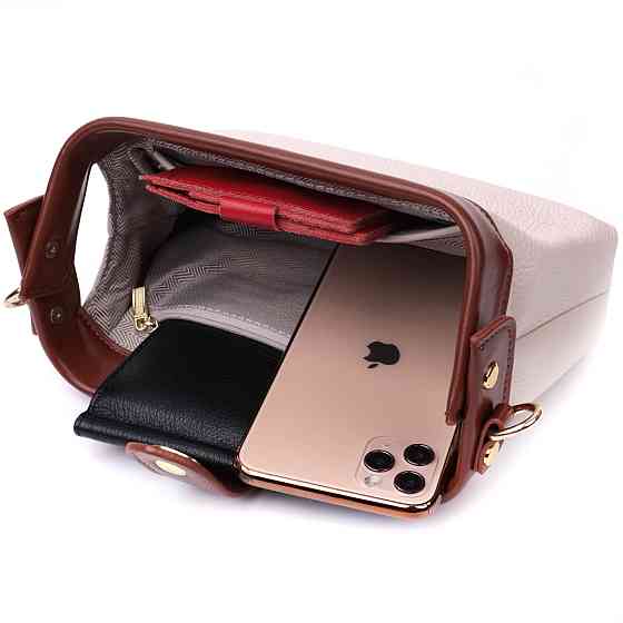 Чудовий клатч з цікавою клямкою з натуральної шкіри Vintage 22426 Білий Київ