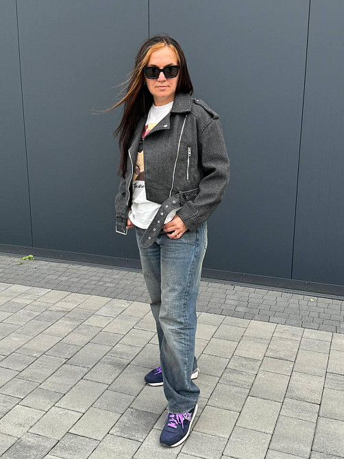 Женская куртка косуха укороченная кашемировая Серый S Харьков - изображение 7