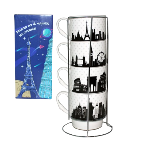 Набір чайний Towns 4шт на металевій стійці 320мл 021-04-05 S&T Житомир - изображение 1