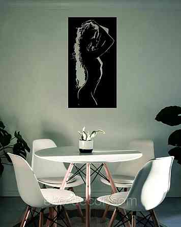 Декоративное настенное Панно «Силуэт женщины», Декор на стену 110*58 см, Черный Киев