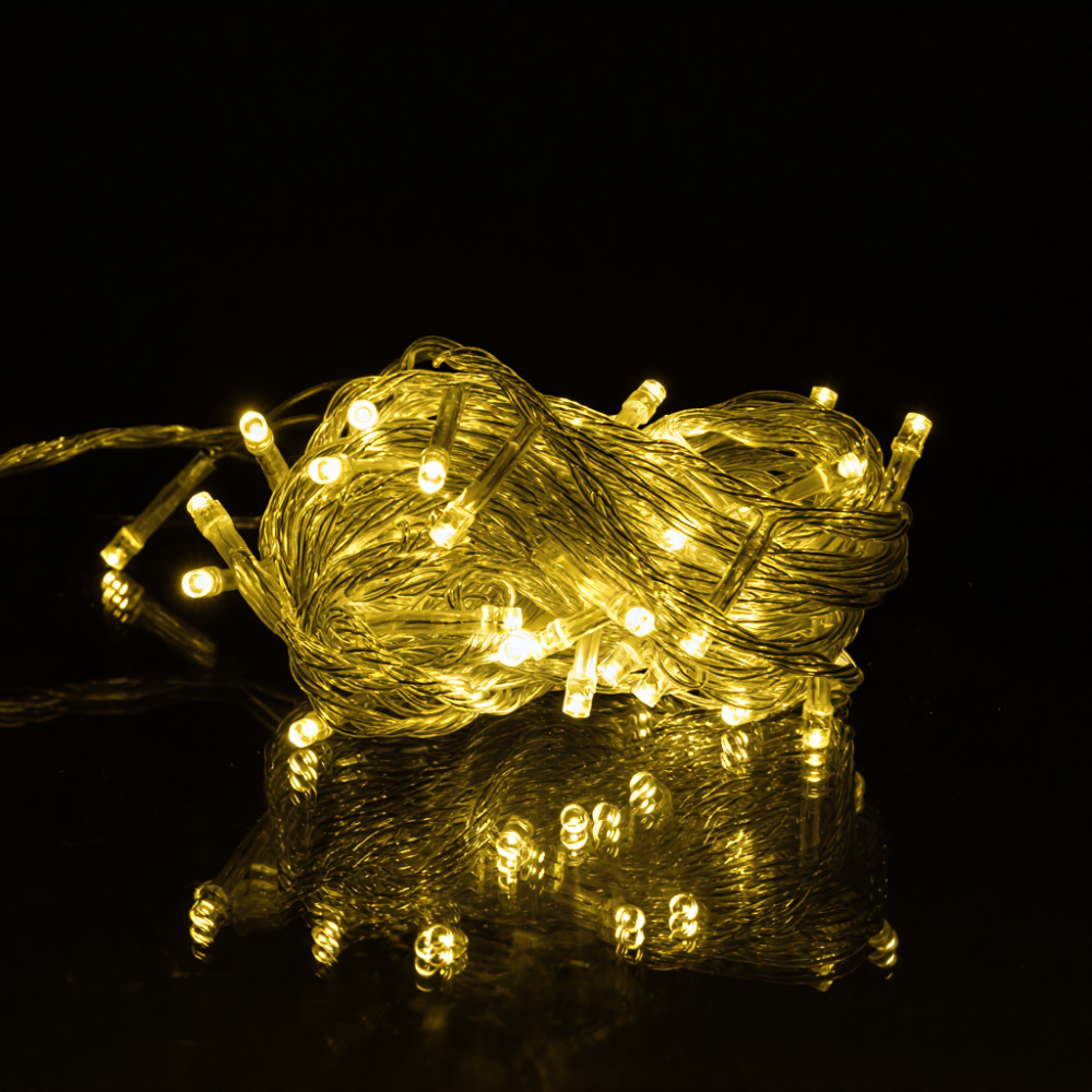 Новорічна кімнатна гірлянда нитка 6 м 50 LED білий провід Жовтий W50LED6MWY Київ - фото 2