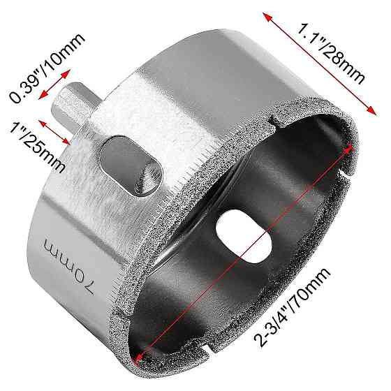 Алмазні коронки, коронки для плитки, коронки для розеток, коронки по керамограніту, коронки для плитки 70 мм (122319470) Київ