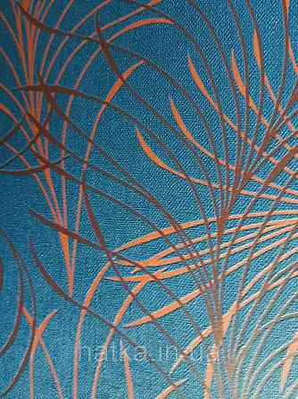 Обои виниловые на флизелине Marburg 82127 Felicita абстракция перья красные бордовые на темно синем Киев