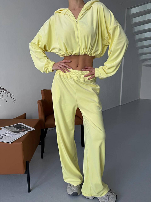 Жіночий велюровий костюм двійка: худі на блискавці і штани Одеса - фото 1