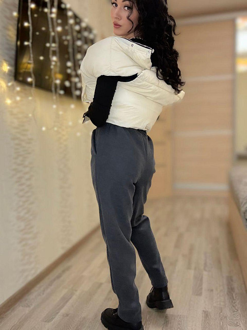 Женские утепленные брюки мом из вельвета на плотном флисе Графит, 42/44 Одесса - изображение 3