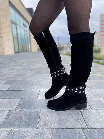 Nivelle Жіночі чоботи зимові з натуральної замші чорні / Чоботи замшеві 5466/2517 р. 37-40 Коломыя