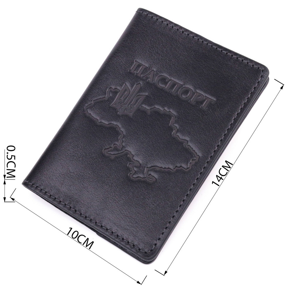 Красивая кожаная обложка на паспорт Карта GRANDE PELLE 16773 Черная Киев - изображение 3