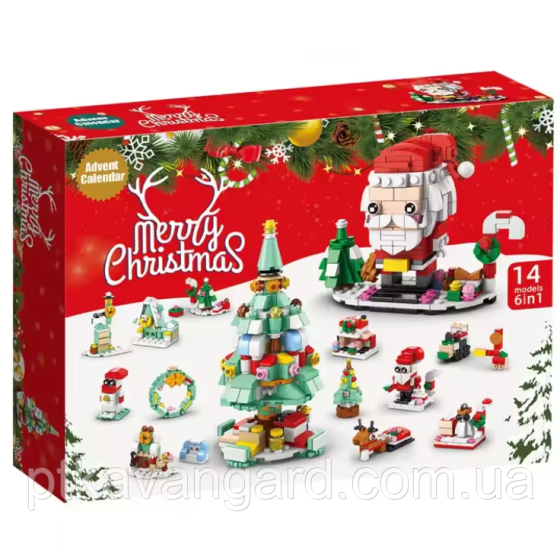 Рождественский адвент календарь конструктор новогодний поезд и ёлка, 6в1, 12 окошек 8972-5 Хмельницкий