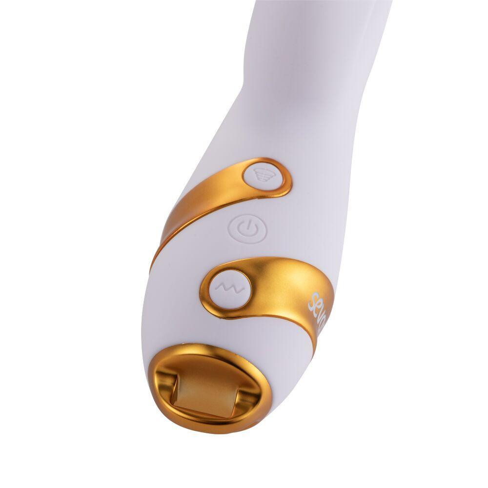 Вібратор-кролик з пульсацією та флогером LOCKINK SEVANDA Whip Vibrating Massage Wand, біло-золотий Sex Aura Київ - фото 5