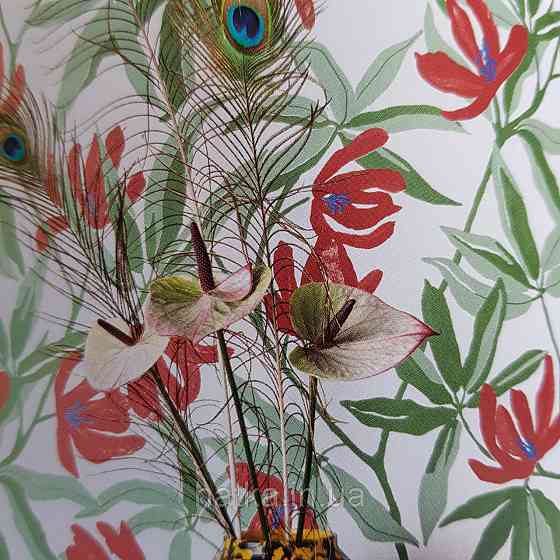 Шпалери флізелінові еко Khroma Zoom Goja 0.53х10.05 м квіти ніжні червоні зелені на білому Київ