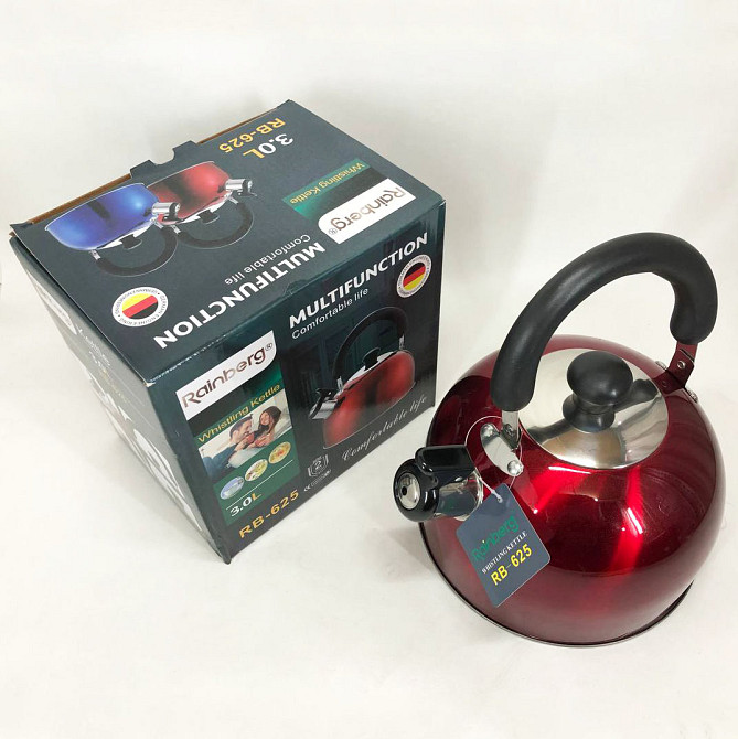 Чайник зі свистком для кип'ятіння Rainberg, Чайник з потовщеним дном і прогумованою ручкою NQ-62 Івано-Франківськ - фото 4