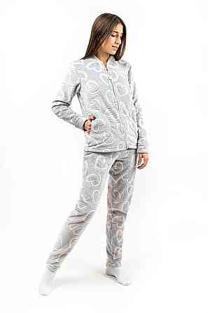 Домашний теплый костюм (пижама) женский серый 