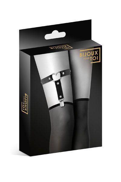 Гартер на ногу Bijoux Pour Toi - WITH HEART Black, сексуальна підв'язка з сердечком, екошкіра Sex Aura Київ - фото 3