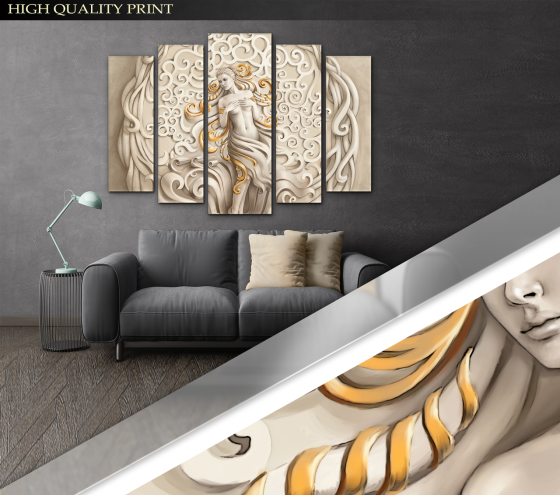 Модульна картина у вітальню / спальню Дівчина з візерунками Art-378_5 ( 80х118см ) Київ