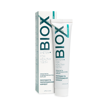 Зубна паста Гідроксиапатит Кальцію Попередження карієсу BIOX 75 мл Київ - фото 1