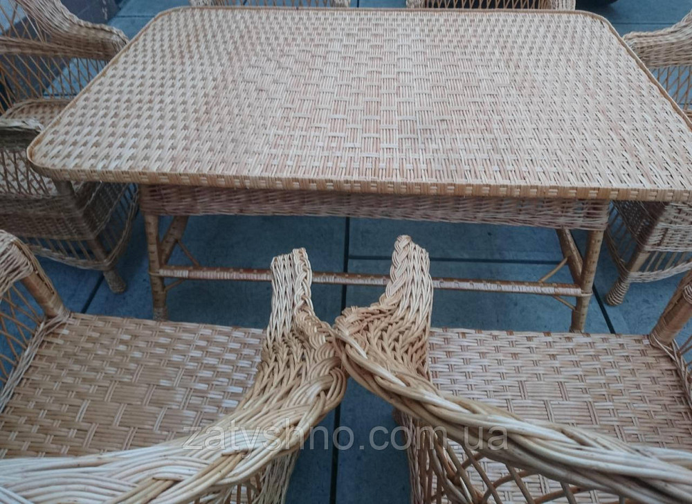 Мебель плетеная на шестерых с большим   столом из лозы Киев - изображение 7