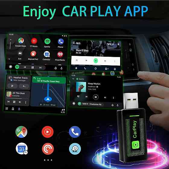 Бездротовий адаптер CarPlay Lyssiefeel, USB-A USB-C, для авто з дротовим CarPlay, карплей для iPhone Київ