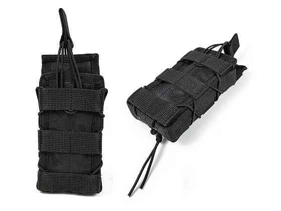 Підсумок під магазин АК/РПК одинарний відкритий чорний (MOLLE, підсумок на розгрузку, жилет, РПС) Коломия