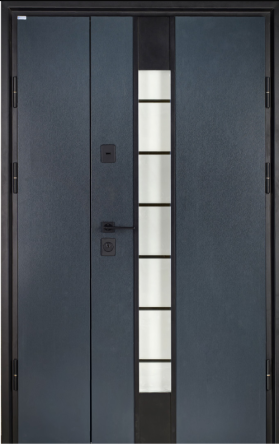 Двері вхідні з терморозривом Бастіон МОНОЛІТ ПВХ Антрацит Лампре 13 / ПВХ бетон 1200х2050 мм Київ