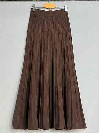 Спідниця жіноча My fashion 8893 в’язана довга максі пліссе трапеція коричнева, коричневий, one size Київ