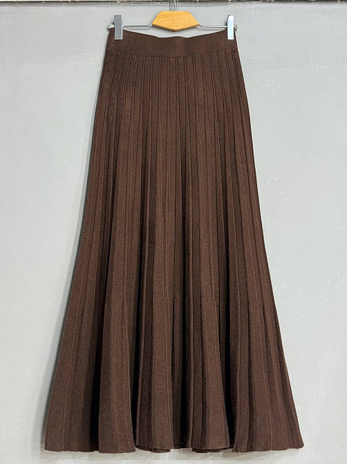 Спідниця жіноча My fashion 8893 в’язана довга максі пліссе трапеція коричнева, коричневий, one size Київ - фото 1