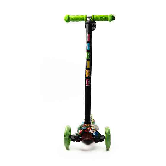 Самокат детский трехколесный iTrike MAXI JR 3-055-1-WP2 со светящимися колесами, руль регулируется, Зеленый Каменец-Подольский