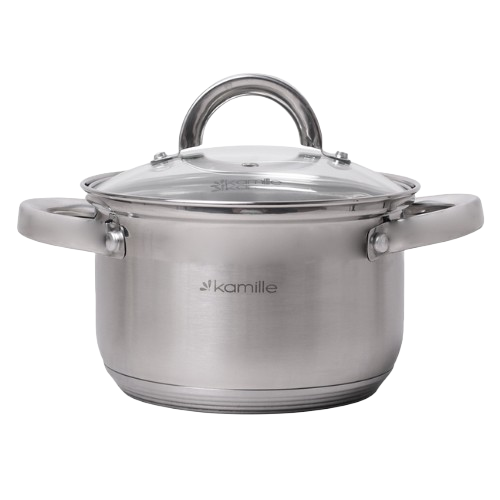 Каструля нержавіюча сталь 1,8л з кришкою порожнисті ручки 5616S KAMILLE Житомир - фото 1