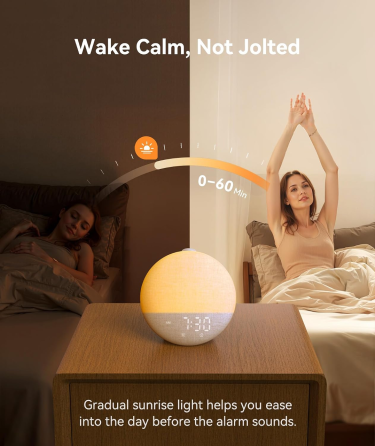 Будильник Dreamegg Sunrise 2, 29 звуків, генератор білого шуму, нічник 10 кольорів, 20 рівнів яскравості, будильник-світанок Київ