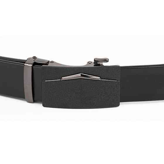 Ремень мужской c матовой зернистой вставкой на пряжке Черный (Vintage) Киев