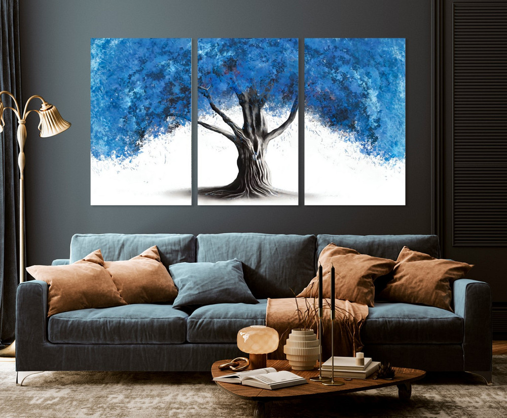 Модульная картина в гостиную / спальню    Синє дерево      ART-158_3A 70х130 см Киев - изображение 3