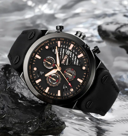 Чоловічий класичний наручний годинник Skmei 9282 (Чорний з чорним дисплеєм) Київ