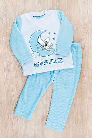 Піжама дитяча "Місяць", велсофт блакитна тепла зимова весняна осіння Київ