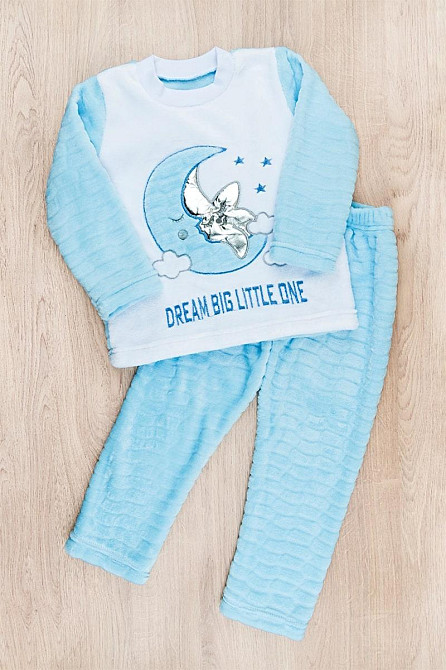 Піжама дитяча "Місяць", велсофт блакитна тепла зимова весняна осіння Київ - фото 3