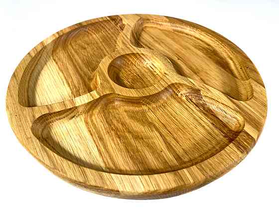 Деревʼяна тарілка з натурального дерева діаметр 25 см, висота 2 см, тарілка для закусок Кам'янець-Подільський