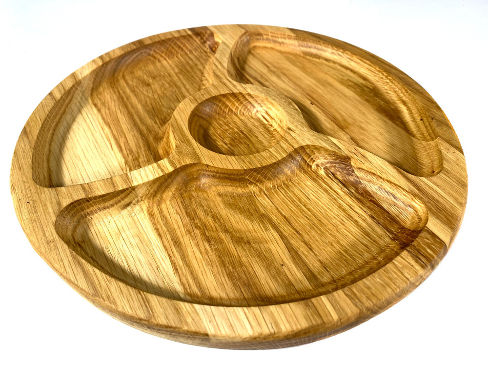 Деревʼяна тарілка з натурального дерева діаметр 25 см, висота 2 см, тарілка для закусок Кам'янець-Подільський - фото 3