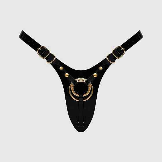 Трусики для страпона Strap-On-Me Leatherette Harness Fabulous - One Size - Black Glossy Sex Aura Київ