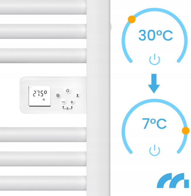 Полотенцесушитель электрический с термостатом Maltec 500Вт Белый (Польша) Киев - изображение 9