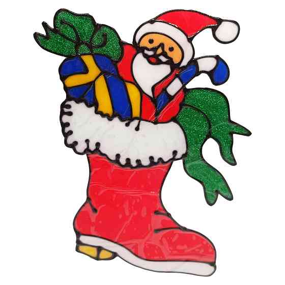 Силіконова наклейка на скло "Носок з подарунками" 13-65-5, 25 х 30 см Вінниця