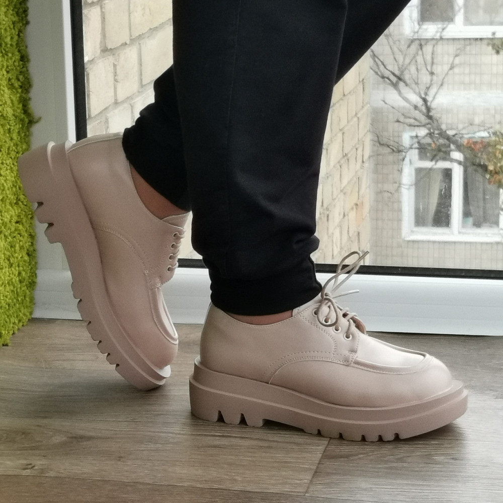 Жіночі Бежеві Туфлі Кросівки на Танкетці Сліпони Шкіряні Мокасини (розміри: 36,37,38,39,40,41) — 6-23х Дніпро - фото 5