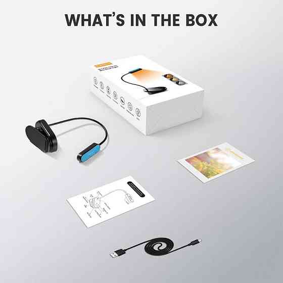 Лампа настільна акумуляторна Glocusent Mini clip-on Book light, чорна Вінниця