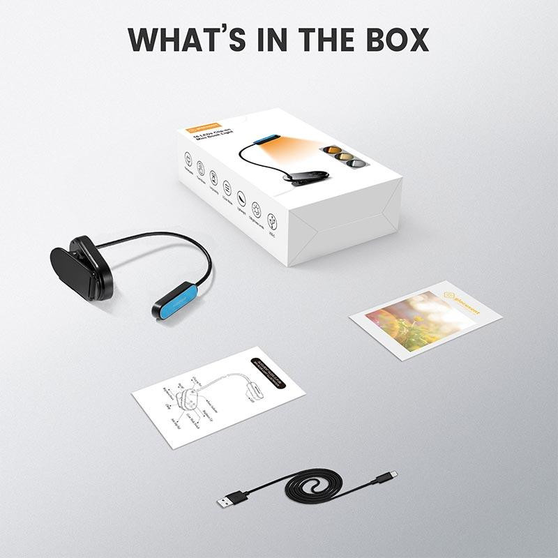 Лампа настільна акумуляторна Glocusent Mini clip-on Book light, чорна Вінниця - фото 2