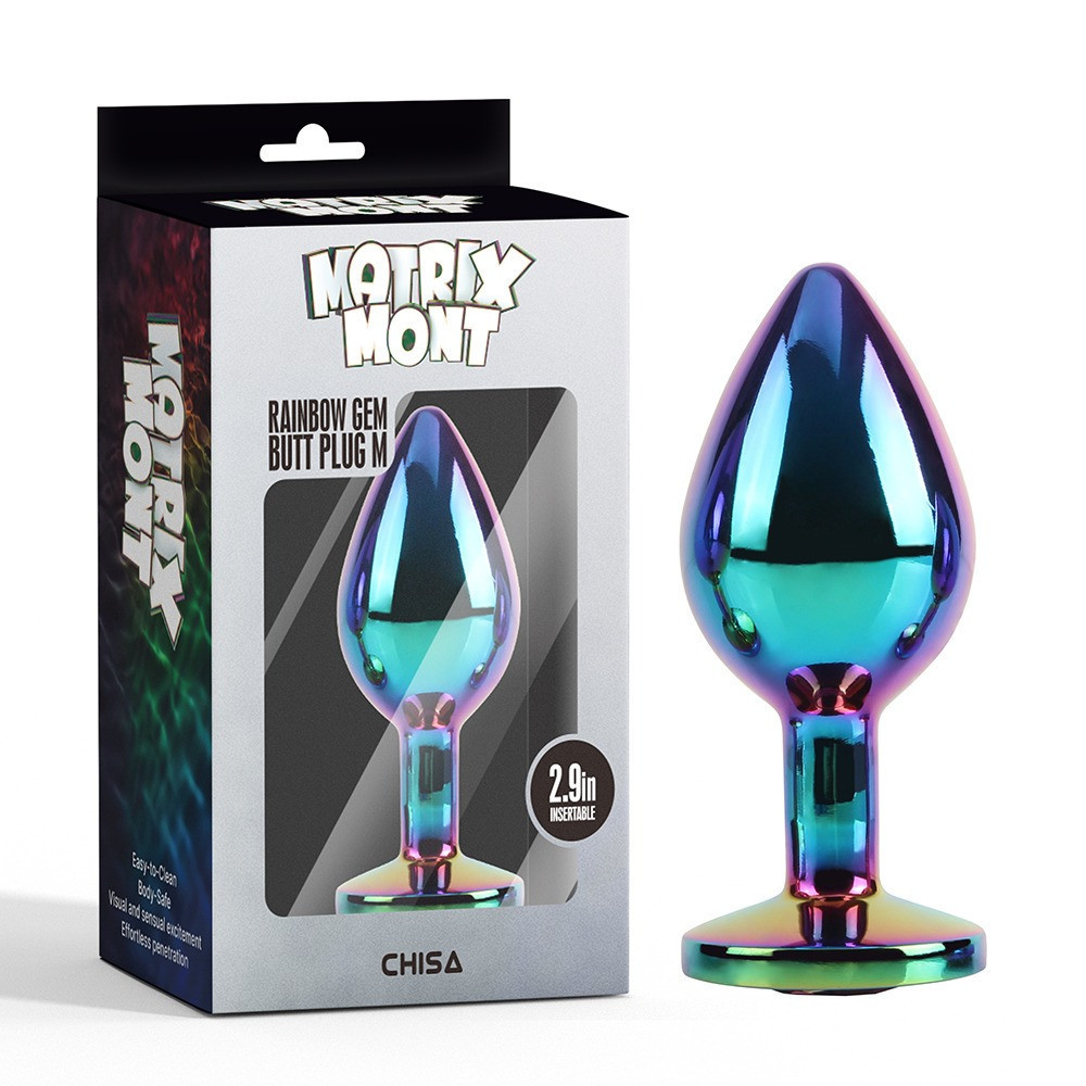 Анальная пробка разноцветная CHISA MATRIX MONT с разноцветным камнем, размер M Sex Aura Киев - изображение 1