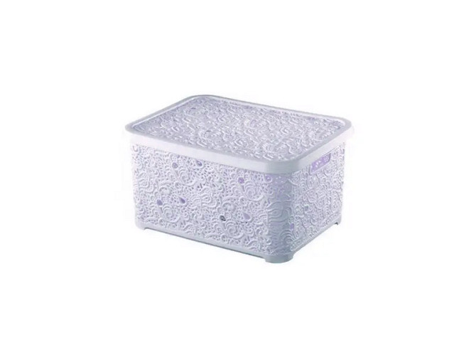 Корзина с крышкой ажурная, Efe plastics 6 л, пудра Одесса - изображение 1