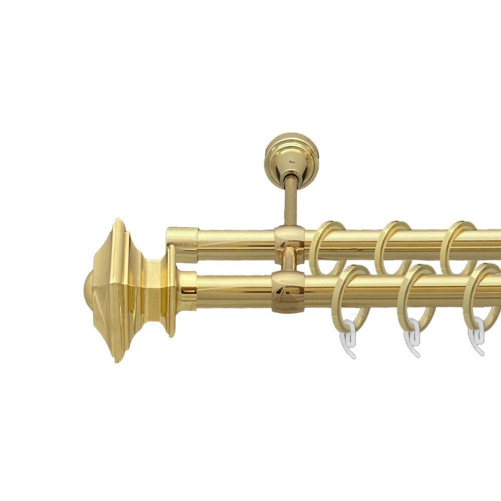 Карниз Orvit Борджеза металевий дворядний литий гладка труба кільце фасонне металеве  Золото 19\19 мм 200 см (00-00009427) Львів - фото 1