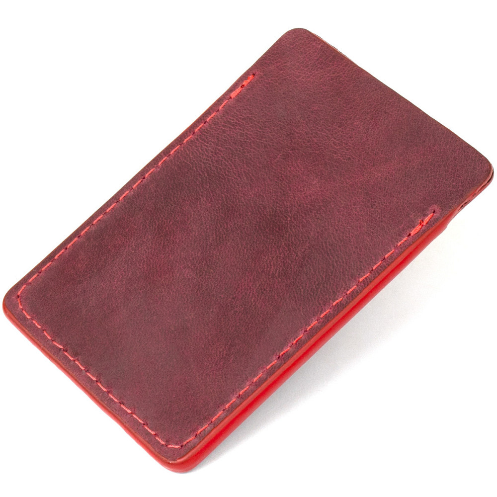 Винтажный кожаный картхолдер GRANDE PELLE 11504 Бордовый Киев - изображение 2