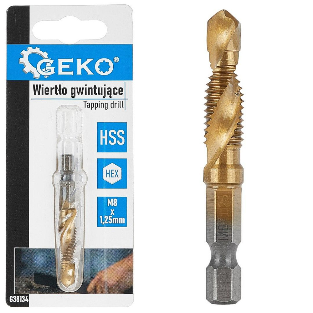 Мітчикове свердло "GeKo" HSS-tyt M 8 x 1,25  з хвостовиком для шуруповерта Hex E6,3 (1/4") 8 Киев - изображение 1