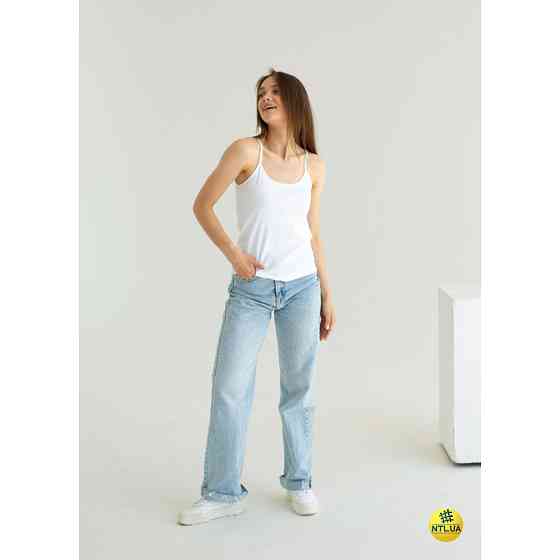 Базова однотонна жіноча майка з бавовни на тонких бретелях Наталюкс 21-2101 L Киев