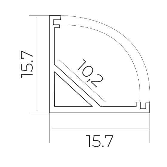 Комплект алюмінієвого профілю та матового розсіювача 2 м 15,7*15,7 мм, накладний, срібний Дніпро